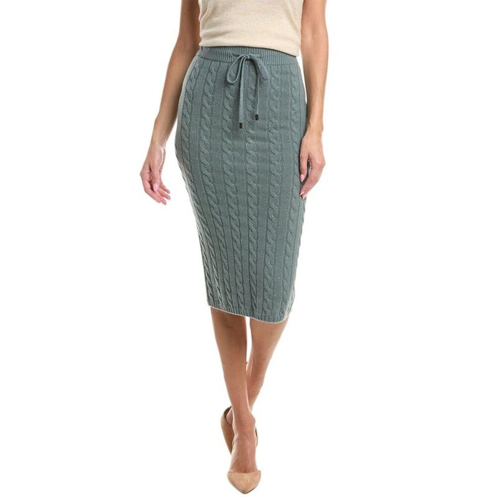 Peserico Womens Knitted Wool, Silk, & Cashmere-Blend Skirt, Green